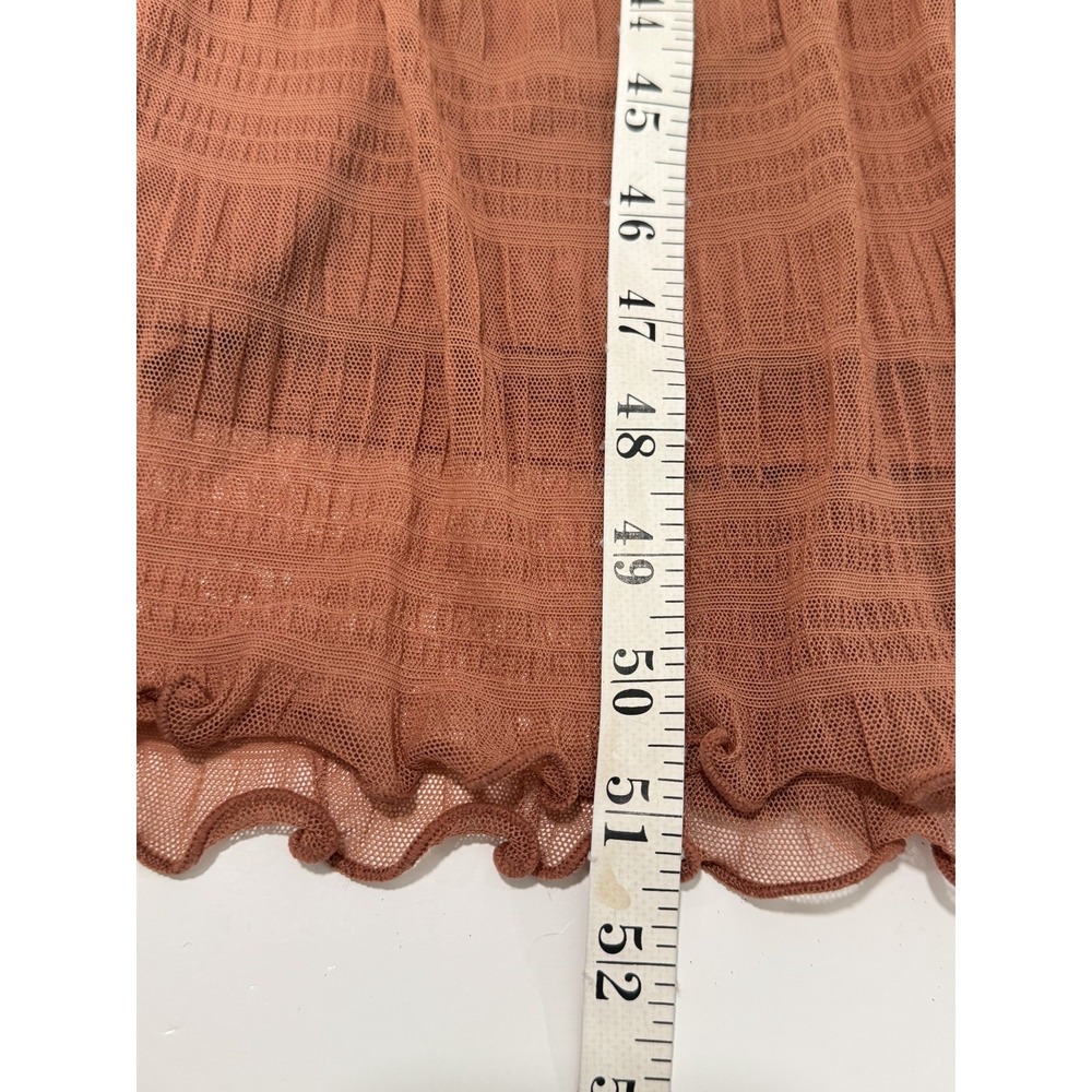 Max Studio London Tiered Midi Dress Ruffle Strap Ruched Bust Brown Women's L NWT - Picture 11 of 12